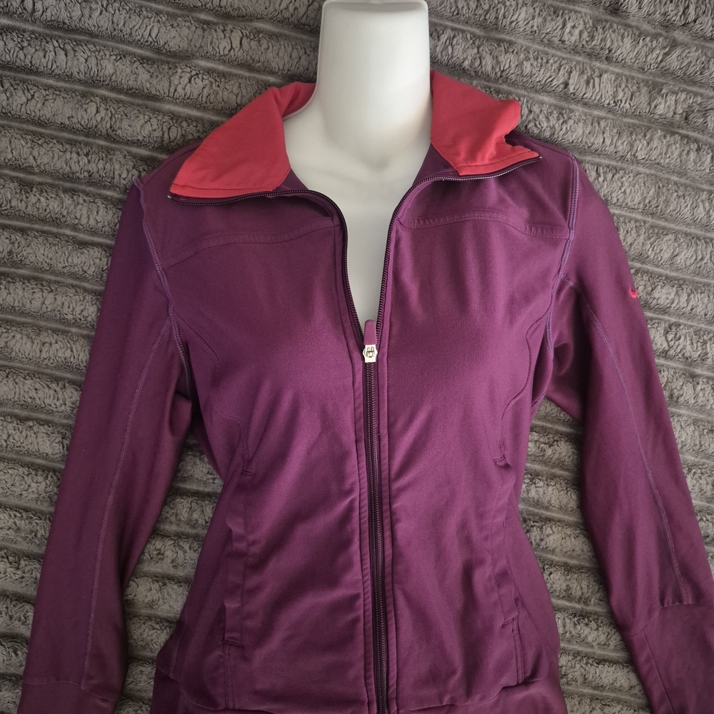Vtg Nike Women's Purple Bomber Jacket with Pink Collar